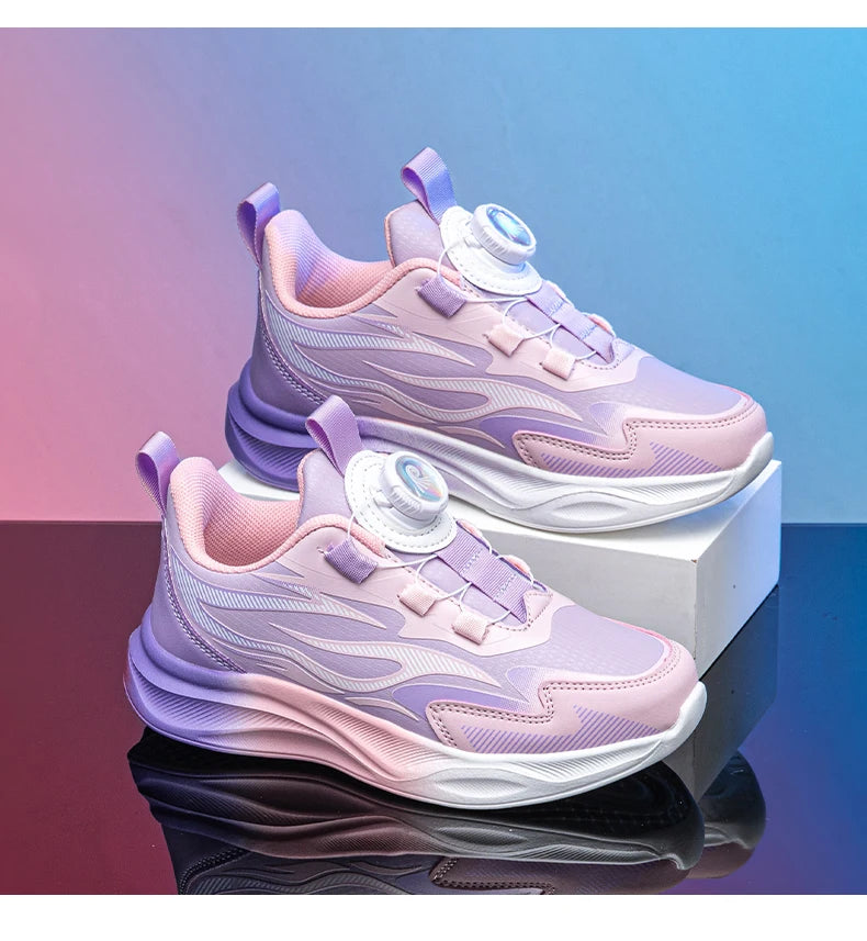 Girls' Buckle-Strap PU Sneakers