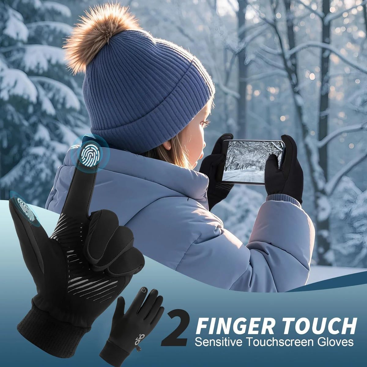 Kids' Thermal Touchscreen Sports Gloves – Anti-Slip (Ages 6–16)