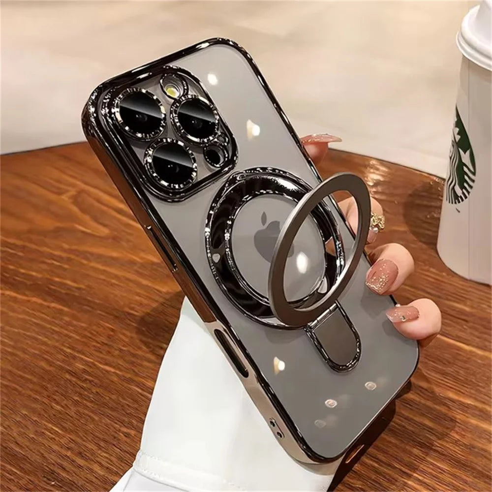 Clear Magnetic iPhone Case with Ring Stand