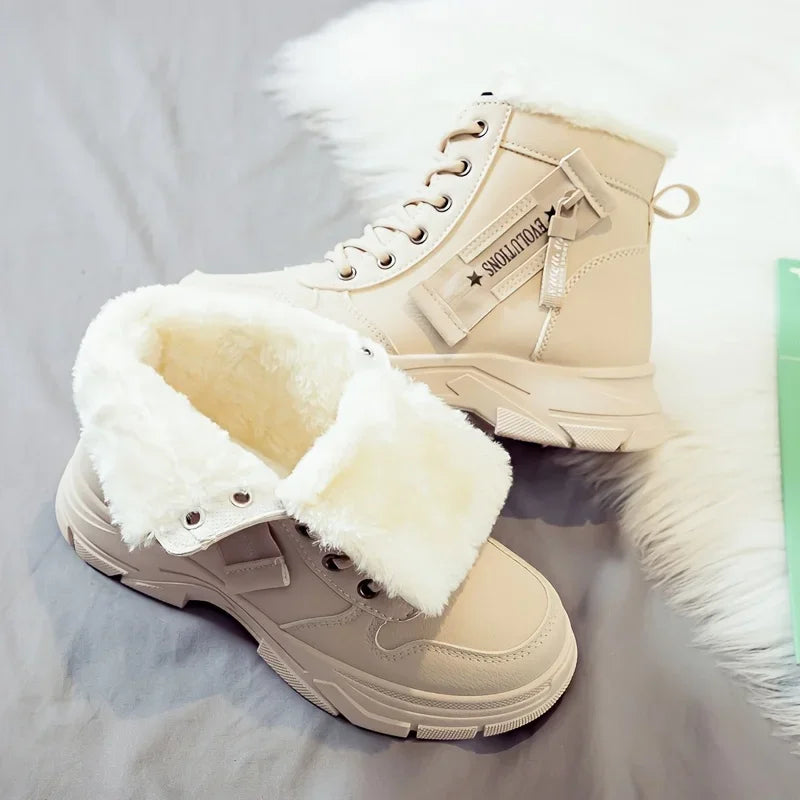 Winter Women Snow Boots Anti‑Slip Warm Fur Lined Martin Boots Casual Ankle Booties Fashion Outdoor Daily Wear Shoes