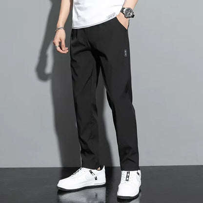 Pantalones ligeros de seda de hielo para hombre, estilo casual de negocios