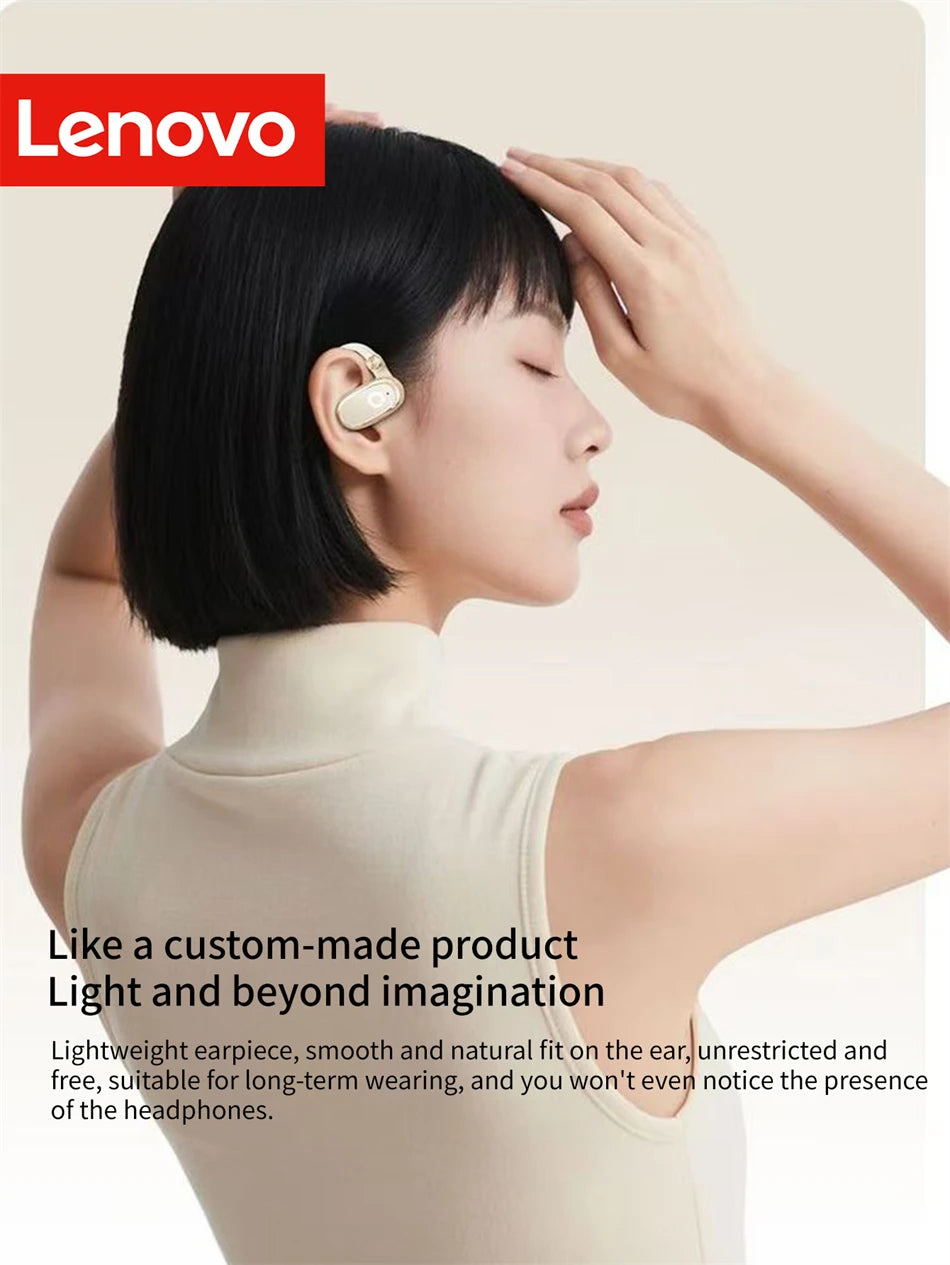 Lenovo EA366 Open-Ear Wireless Earbuds – Ear-Hook Bluetooth Headphones with Charging Case