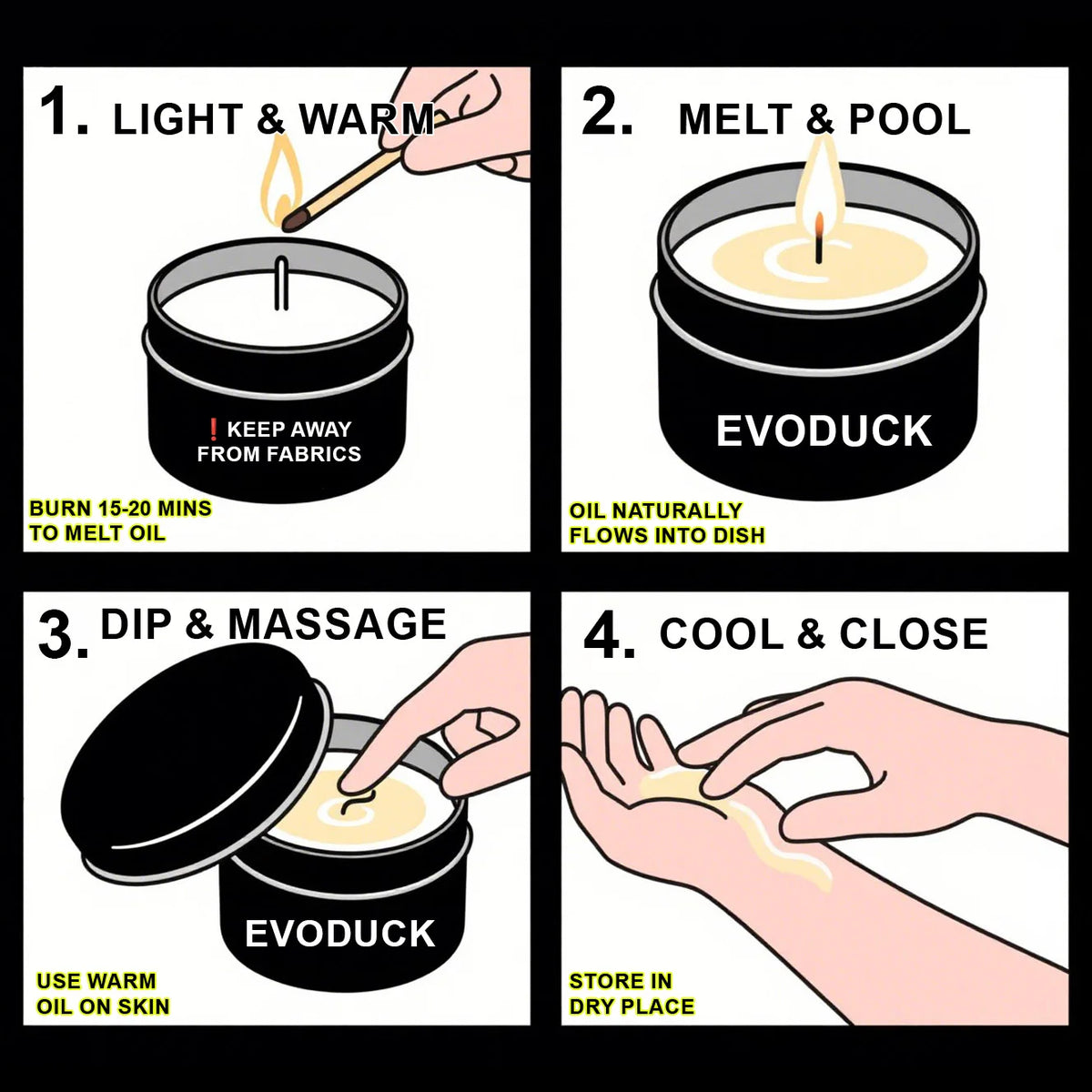Amber Vanilla Massage Candle, Soy Wax Scented Candles - Ideal for Creating Relaxing Ambience & Holiday Gifting, Gifts for Women