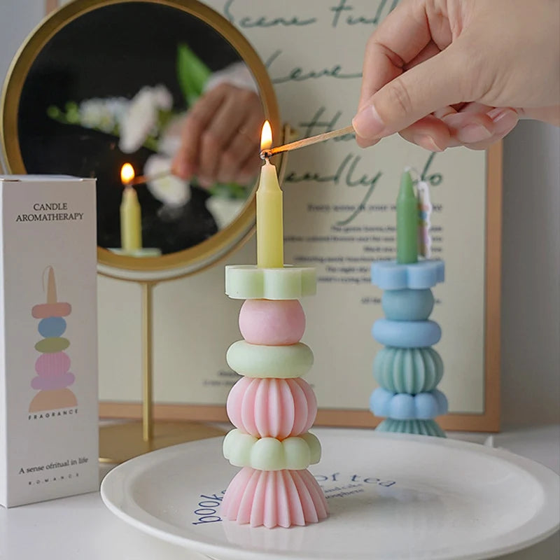 Stackable Geometry Scented Candle Aromath Soy Wax Candles for Wedding Birthday Candles Party Home Decoration Souvenirs Gifts