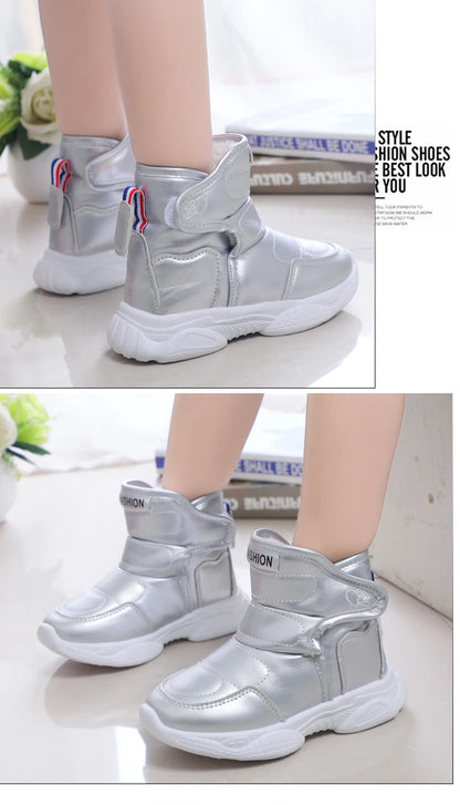 Kids' Plush-Lined Winter Sports Snow Boots