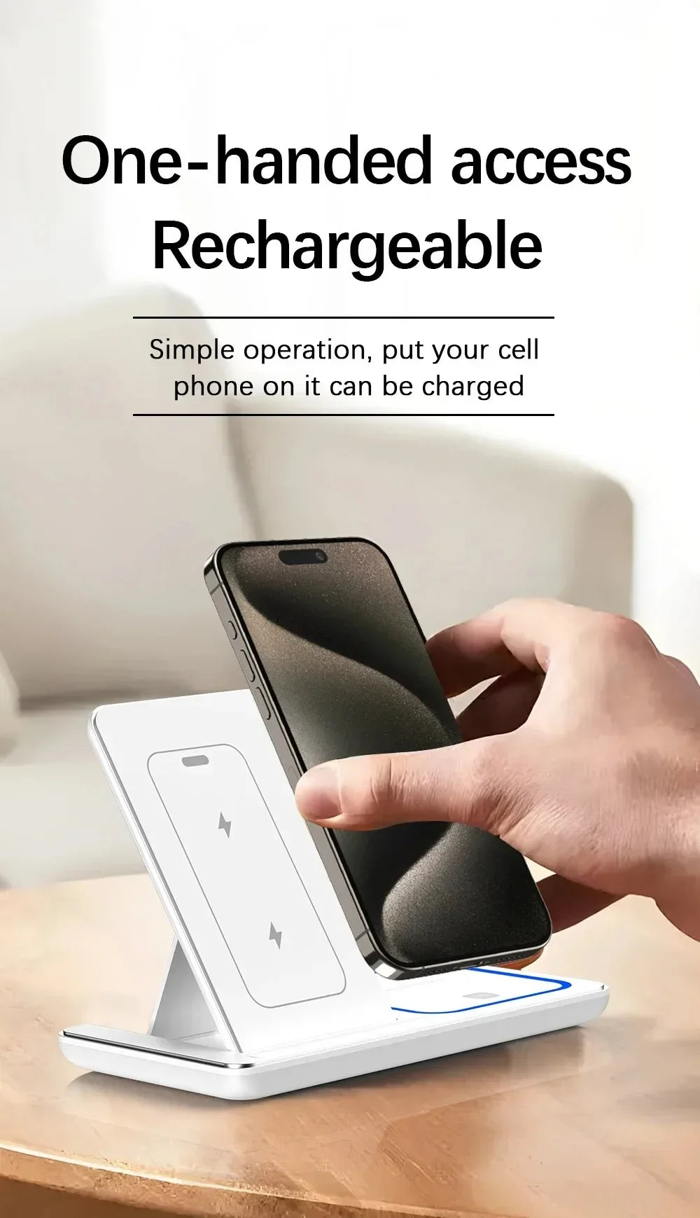 30W Foldable 3-in-1 Wireless Charging Stand with LED