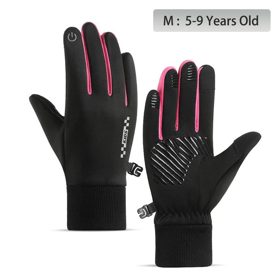 Kids' Fleece-Lined Touchscreen Winter Gloves – Non-Slip (Ages 5–14)