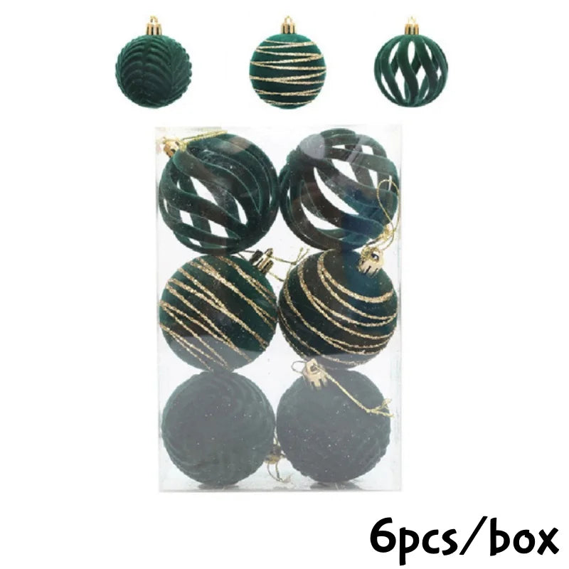 Velvet Christmas Ball Ornaments – 4 cm Vintage Baubles, Set of 6 or 12