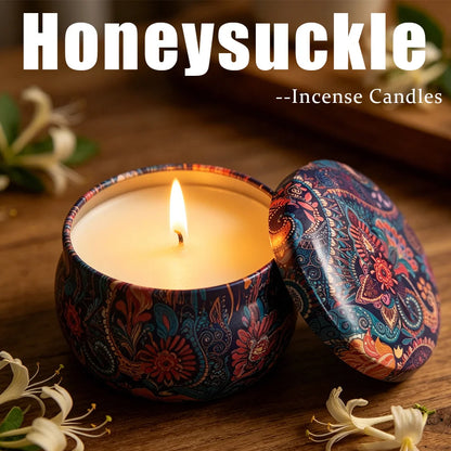 Candele profumate a forma di fiore in latta | 4 fragranze | Con oli essenziali | Casa, ufficio, yoga e meditazione