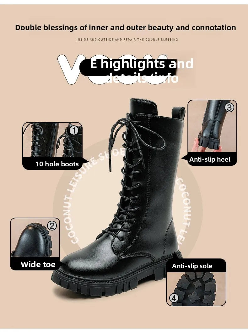 Girls' Lace-Up Square-Heel Ankle Boots