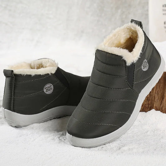 KUIDFAR Men's Plush-Lined Slip-On Winter Boots