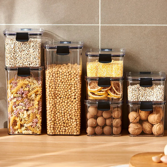 Sealed Kitchen Storage Jars Set – Airtight Plastic Canisters for Grain, Spices & Pantry (460ml–1800ml)