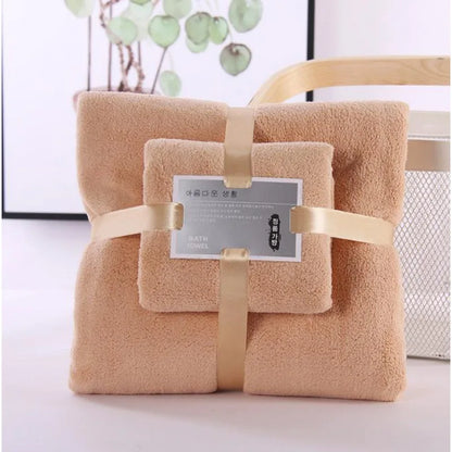 2-teiliges Korallenfleece-Badetuch-Set – Badetuch & Handtuch