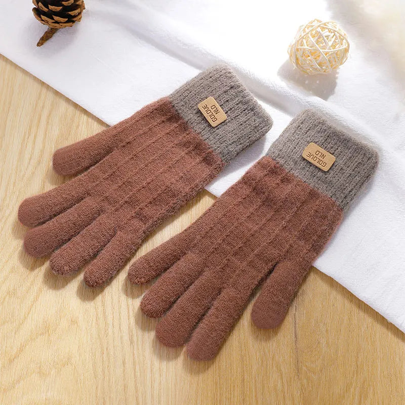 Plush-Lined Knit Touchscreen Gloves – Unisex Winter Gloves