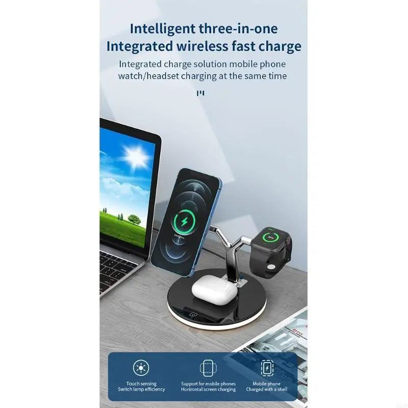 3-in-1 Magnetic Wireless Charger for Phone, Watch & Earbuds