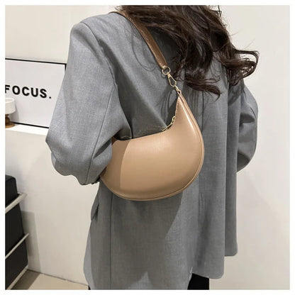 Women's Crescent Moon Shoulder Bag – Soft Vegan Leather Handbag