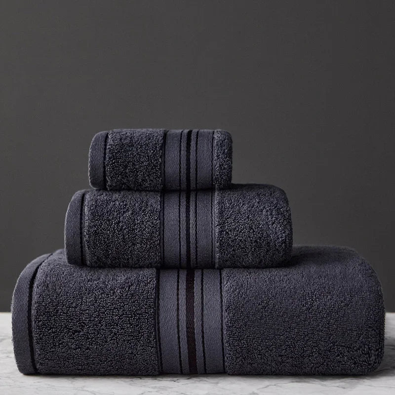 3-Piece Cotton Towel Set – Bath, Hand & Face Towel, 1 kg