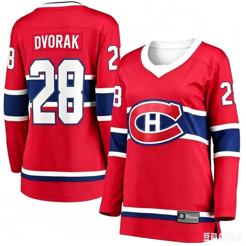 Montreal Canadiens Dobson #53 Hockey Jersey | Classic Red White V-Neck Long Sleeve