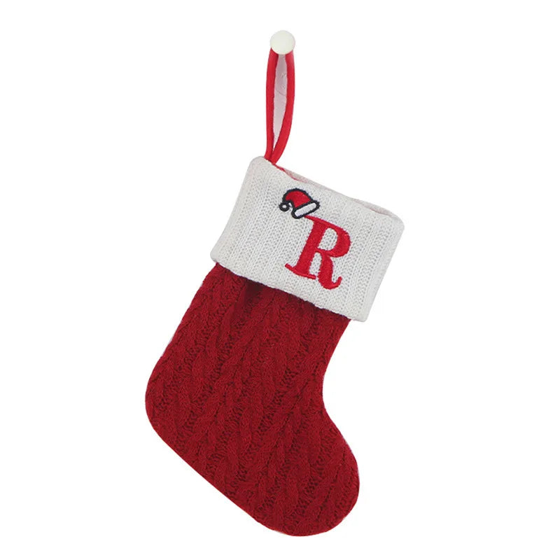 Knitted Initial Christmas Stocking – Letter A–Z Personalized