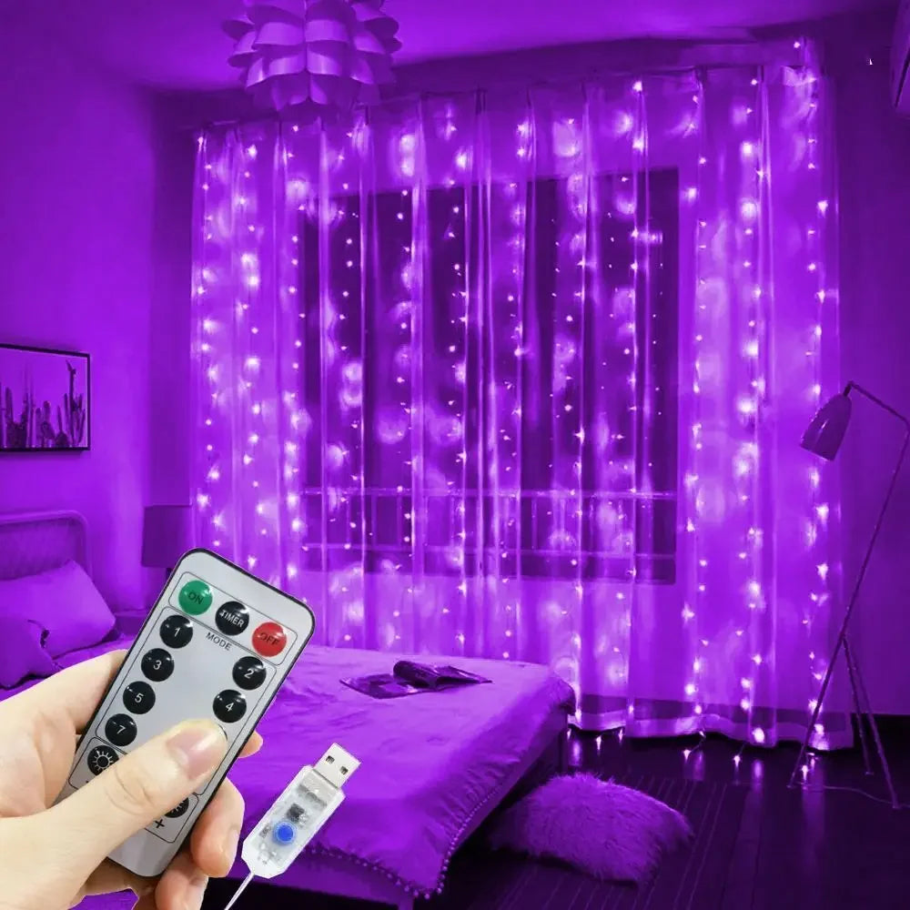 LED Curtain Fairy Lights with Remote – USB, 8 Modes, 3 m to 6 m