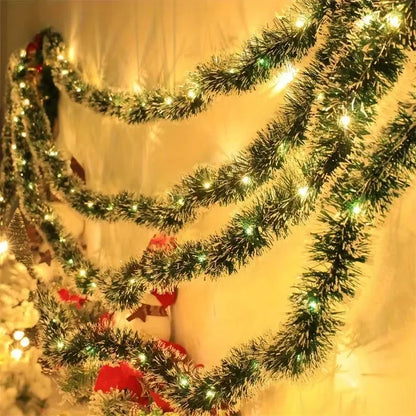 Metallic Christmas Garland with LED Lights – 2 m Twist Garland