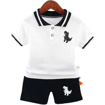 Conjunto de camiseta y pantalón corto de dinosaurios para bebé niño - Conjunto de verano de 2 piezas, 4M-5Y