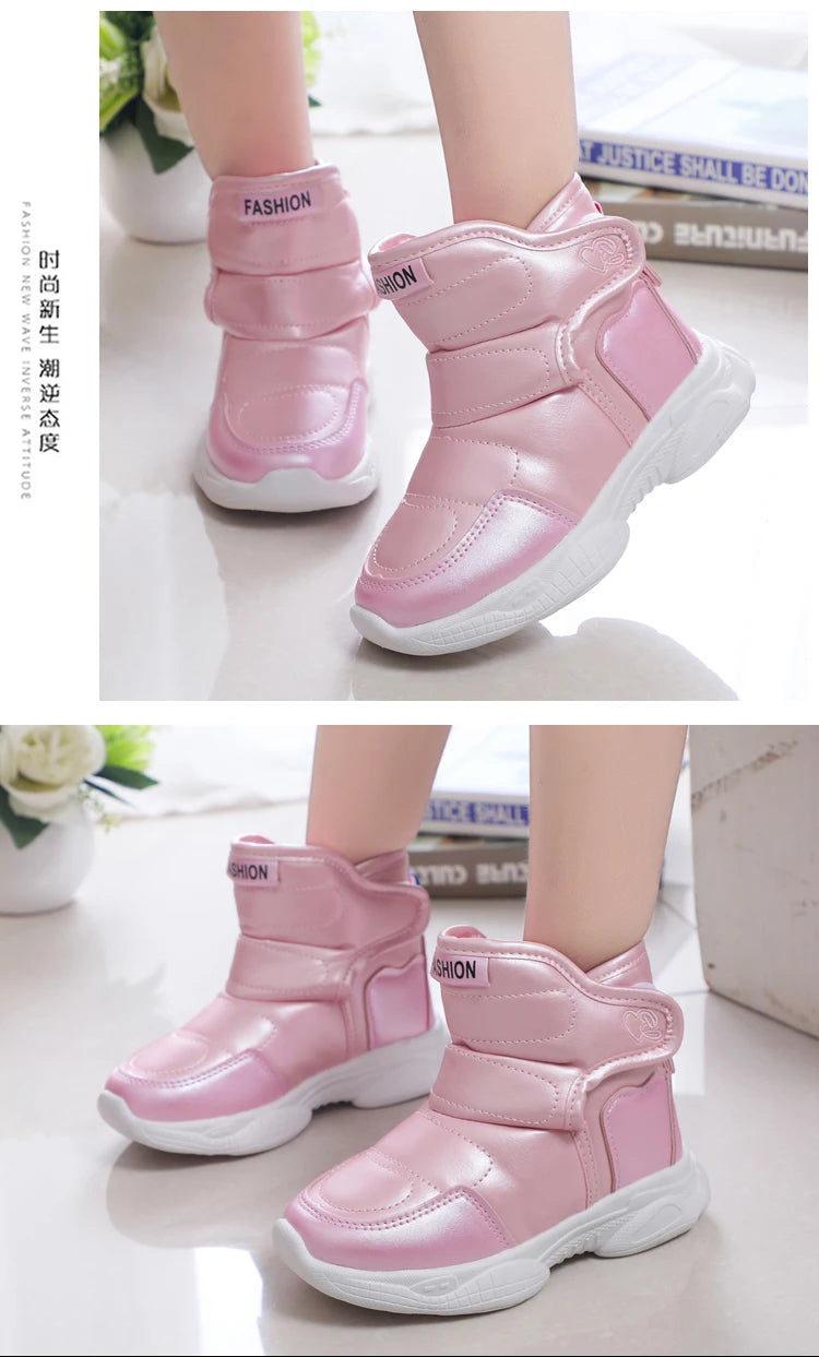 Kids' Plush-Lined Winter Sports Snow Boots