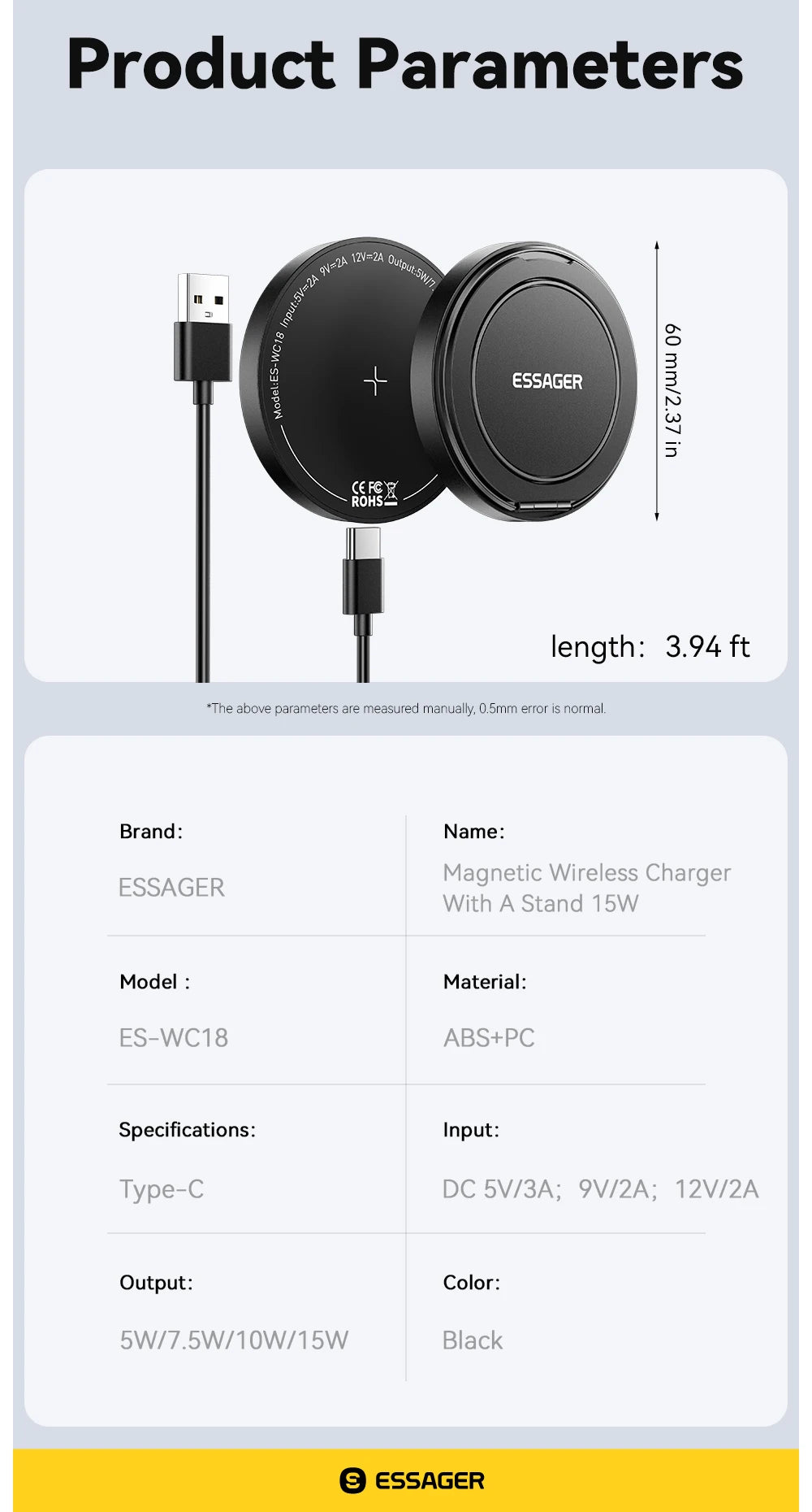 Essager 15W Magnetic Wireless Charging Stand for iPhone