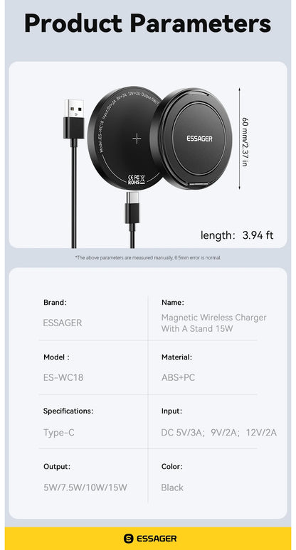 Essager 15W Magnetische kabellose Ladestation für iPhone
