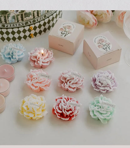 Candela artigianale in cera di soia a forma di garofano | 7 colori | Aromatica e profumata | Oggetto da foto per matrimoni, compleanni e feste
