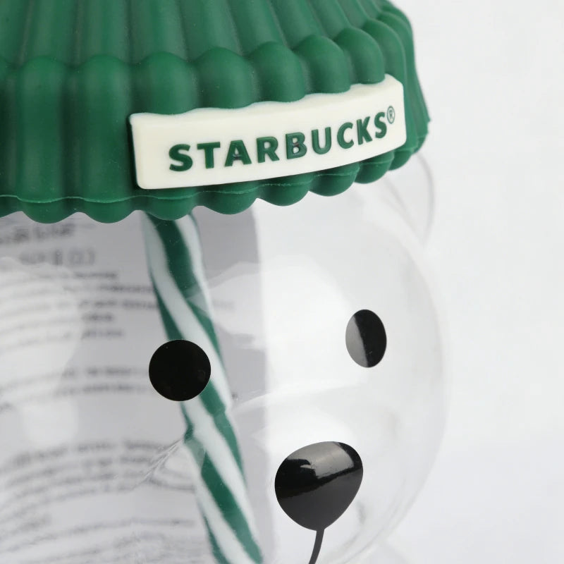 Starbucks Bearista Bear Glass Tumbler – 591ml Cold Cup with Straw
