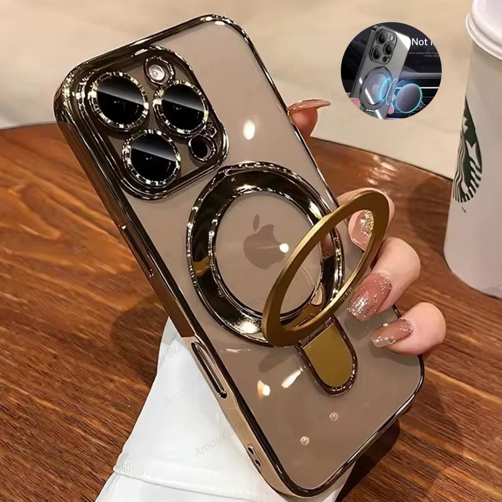 Clear Magnetic iPhone Case with Ring Stand