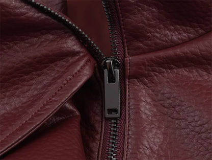 Chaqueta de cuero sintético con cremallera para mujer Guobioziy