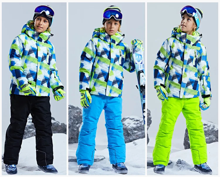 -30 Degree Kids Ski Suit Boy Girls Winter Outdoor Sports Waterproof Skiing Snowboarding Jackets Snow Pants Children Clothing Set