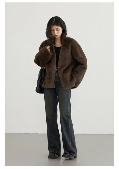 CHIC VEN Damen-Jacke mit lockerem V-Ausschnitt