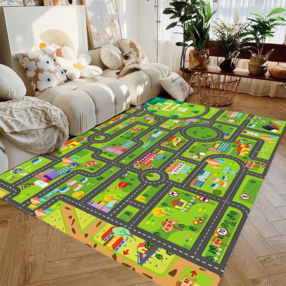 City Road Play Mat for Kids – Non-Slip Car Track Rug, 3 Sizes