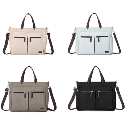 Borsa a spalla da donna in nylon per laptop - Valigetta leggera da pendolare con doppia tasca