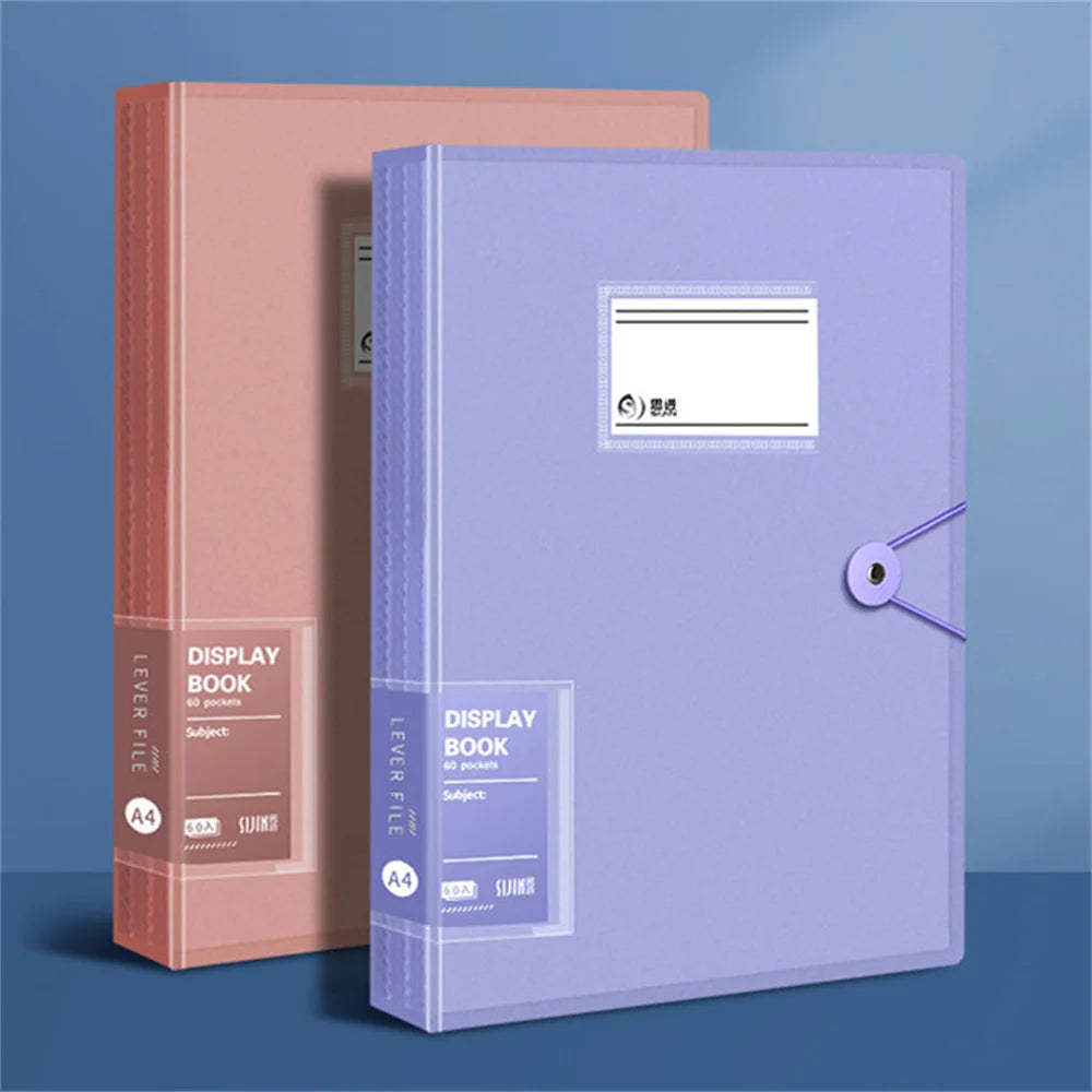 A4 File Folder 30 Pages Transparent Insert Paper Document Organizer Waterproof Booklet Information Books Office School Supplies