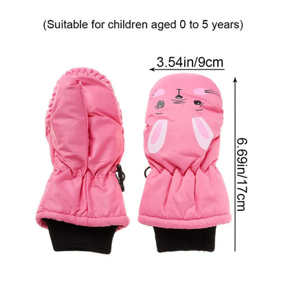 Muffole da neve con coniglietto per bambini – Muffole da sci per bimbi con fodera in velluto