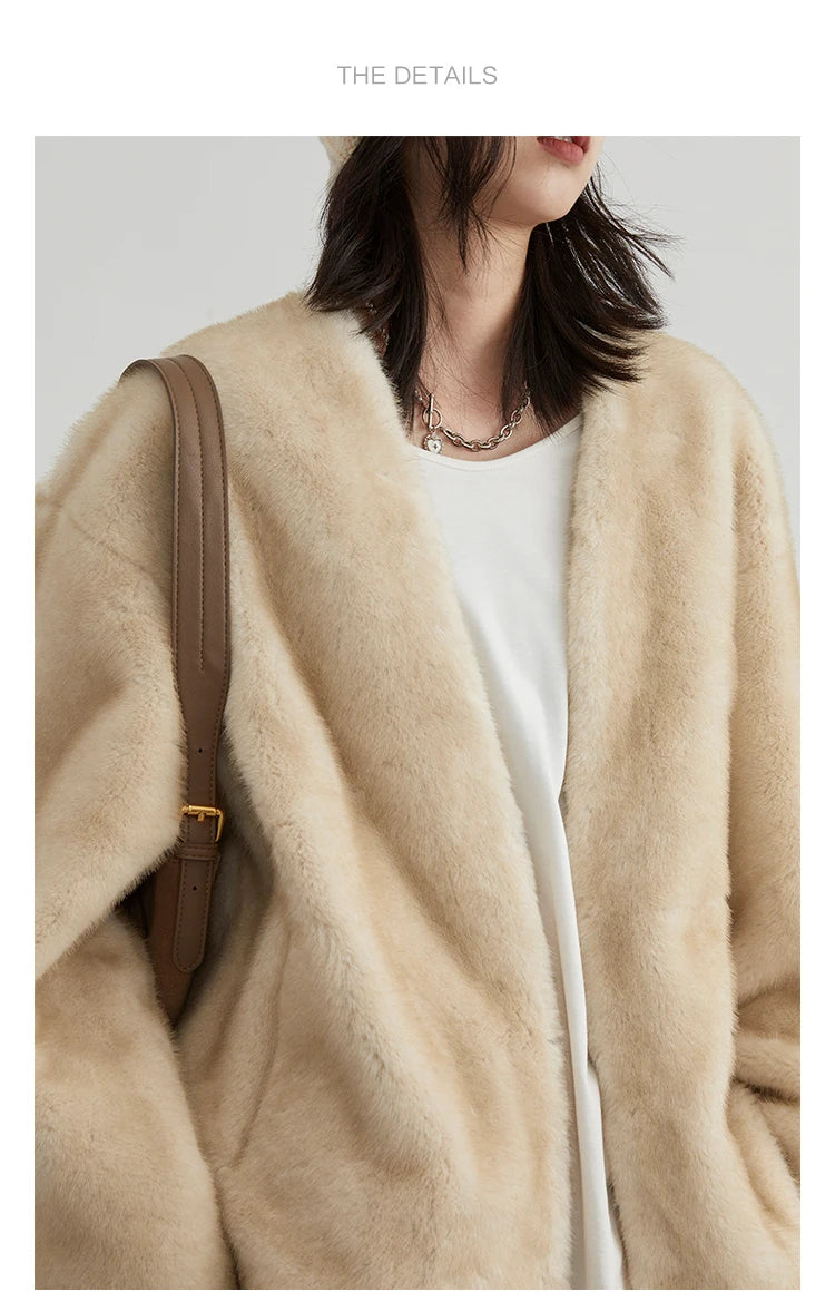CHIC VEN Women's Jacket Loose Casual Solid Overcoat New Female Plush Coat V-neck Woman Outerwear Autumn Winter 2026