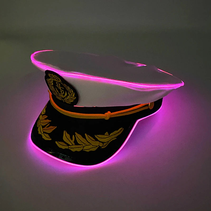 LED Light-Up Pirate Captain Hat - Glowing Tricorn Costume Hat for Halloween & Parties