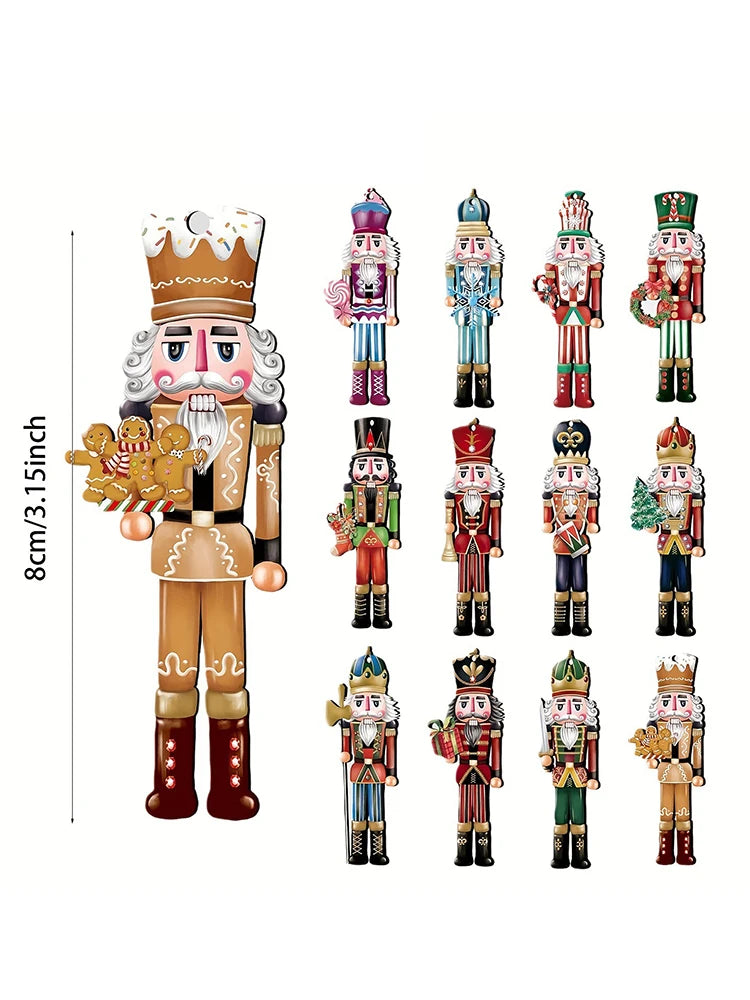 12-Piece Wooden Nutcracker Figurine Set – Christmas Decor