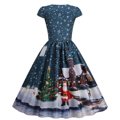 Bedrucktes A-Linien-Partykleid für Damen im Vintage-Stil
