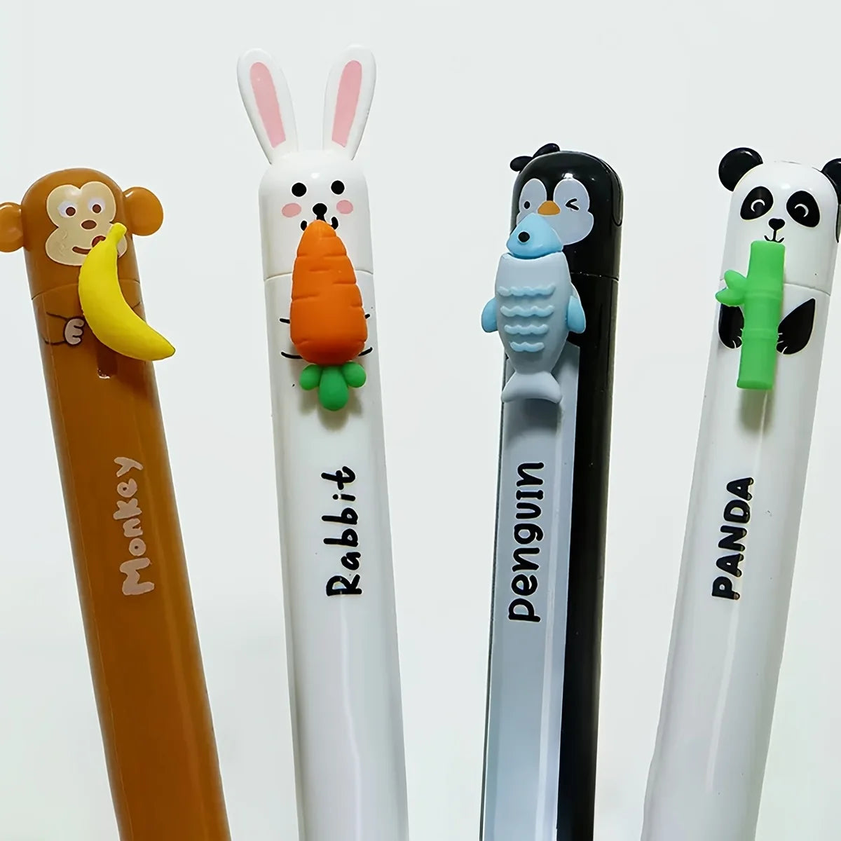 6pcs Animal-shaped Erasable Gel Pen Set, 0.7mm Fine Tip, Blue Ink, Built-in Eraser, Ideal for Note-taking and Writing,Side press