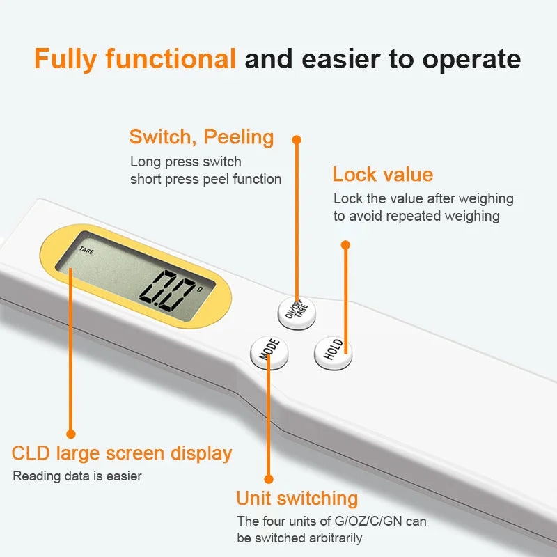 Digital Measuring Spoon Scale, 0.1–500 g