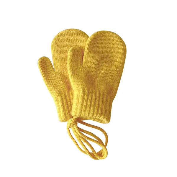 Baby Knit Mittens with String – Wool-Blend Toddler Mittens (Ages 1–4)