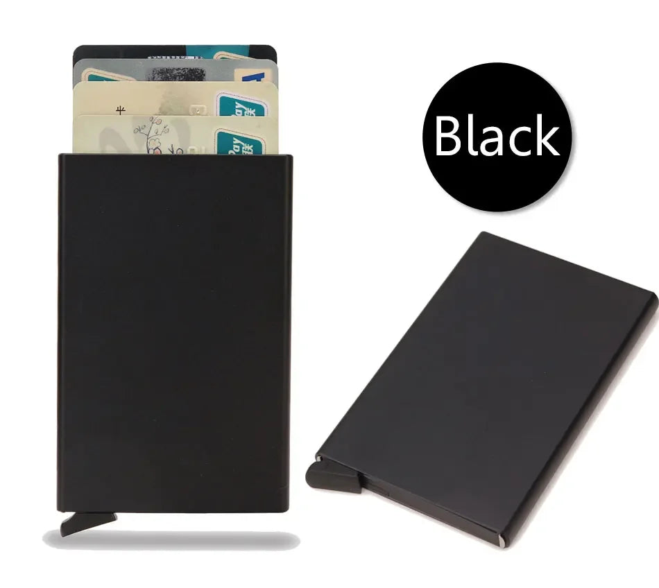 Slim Metal RFID Card Holder – Pop-Up Minimalist Wallet for Men & Women