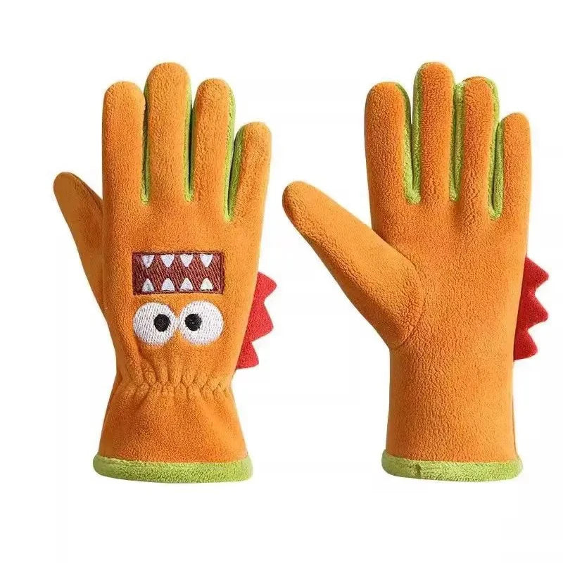 Kids' Plush Five-Finger Winter Gloves – Ages 6–12