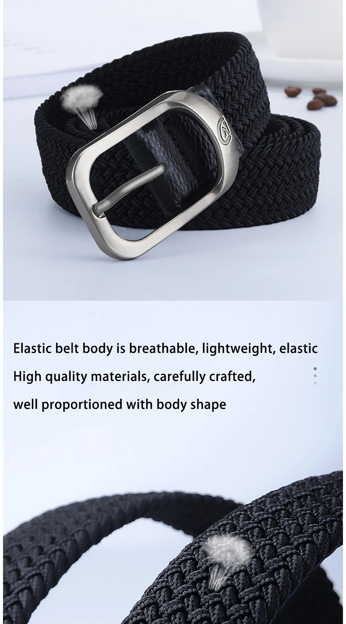 Woven Stretch Belt – Braided Elastic Belt for Men & Women