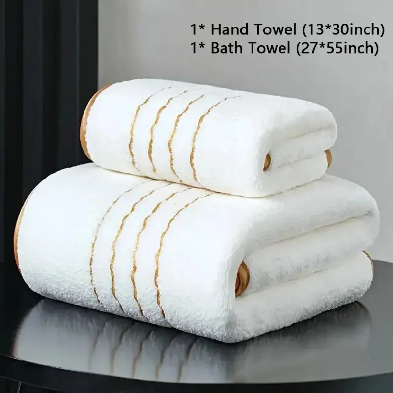 Gold Stripe Coral Fleece Towel Set – 2, 3, 6 or 8 Pieces